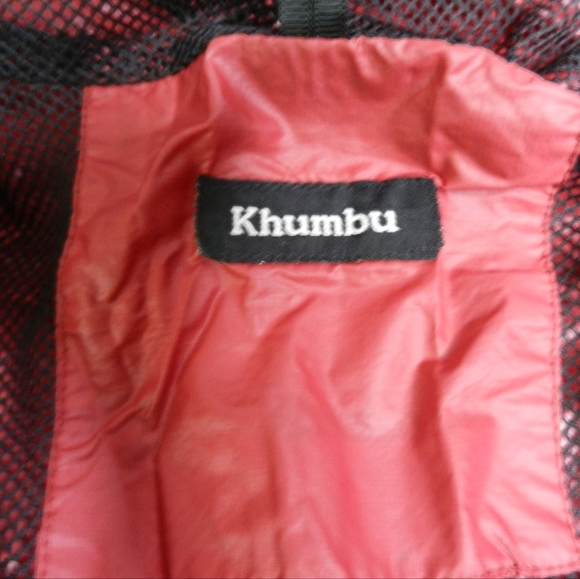 VINTAGE Khumbu ASAR Jacket Mens Size Large Red Mesh Lined Windbreaker Hooded - Picture 7 of 14